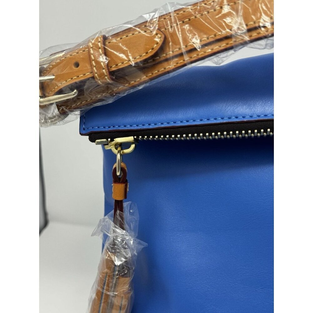 Dooney Bourke Hobo Shoulder Bag Ice Blue Smooth Leather McKenzie Tassels - Picture 5 of 16